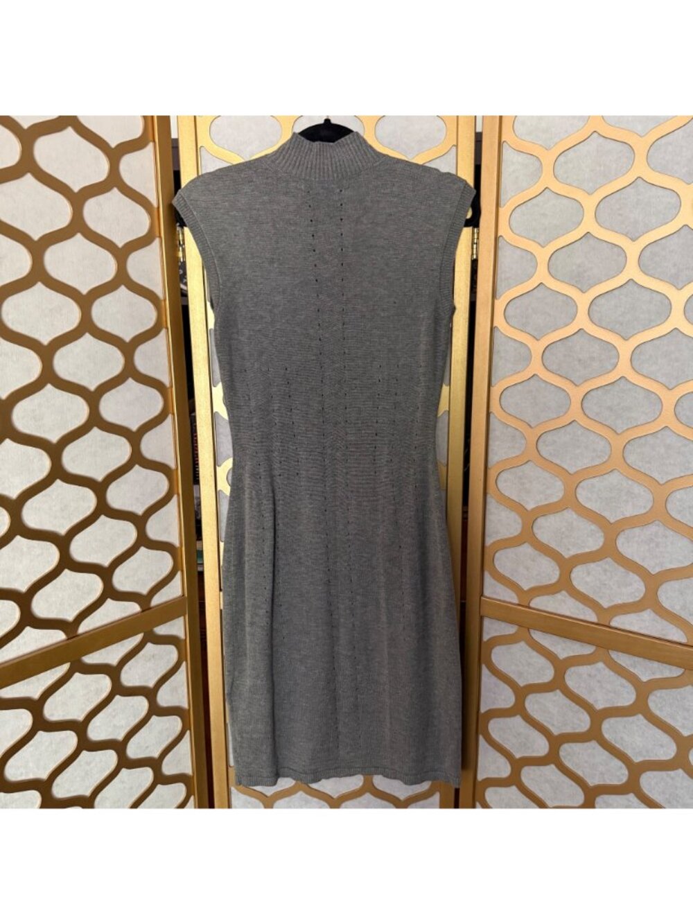 Brooks Brothers Size S Gray Wool Blend Sleeveless Mock Neck Sweater Dress - Picture 10 of 16
